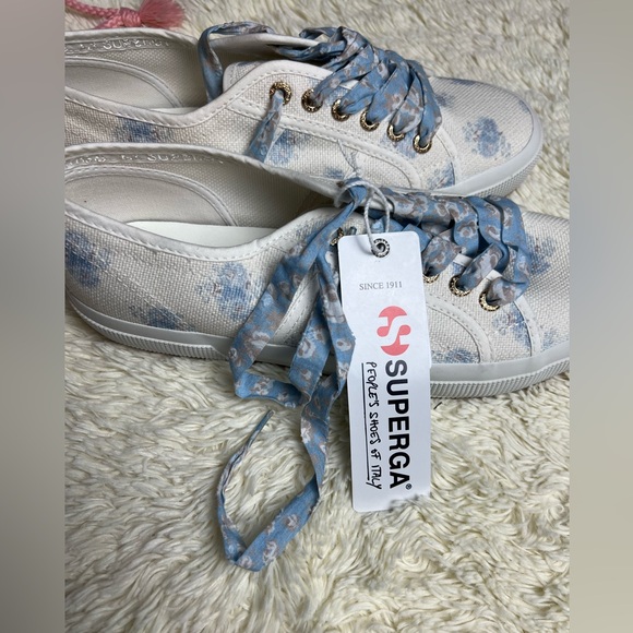 Superga women’s love shack fancy white floral sneaker size 9.5 US NEW - Picture 13 of 13